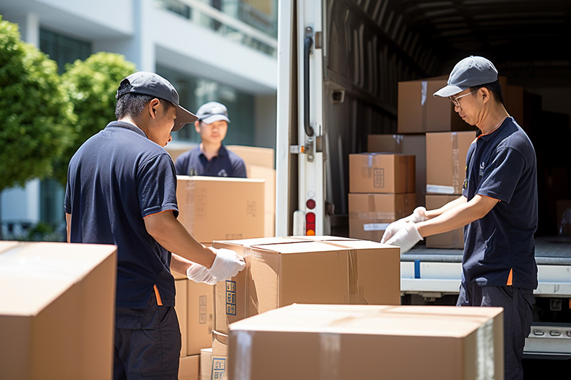 トラックに荷物を積み込む